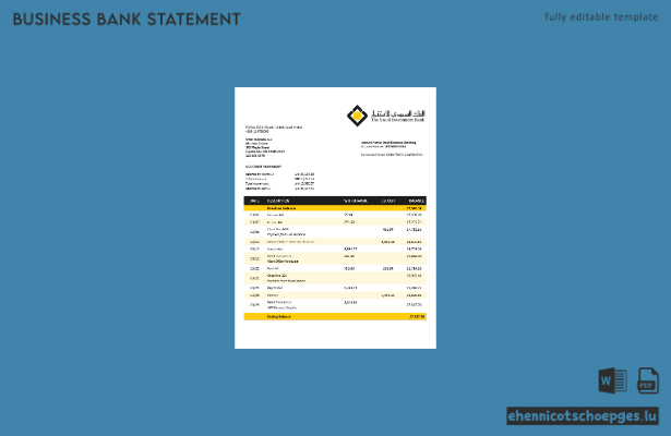 Beispiel eines Kontoauszugs des Geschäftskontos der Saudi Investment Bank (Word- und PDF-Datei)